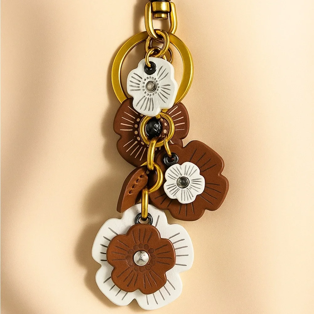 Blossom Luxe Floral Charm/Keyring. Brown